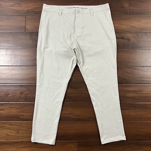 Rhone Men's Size 38 Beige Light Khaki Commuter Slim‎ Fit Pants *ALTERED* - Picture 1 of 8